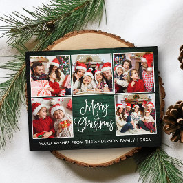 Fun Calligraphy Green Wood 5 Foto Weihnachten Postkarte