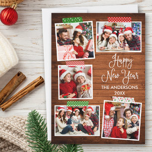 Fun Calligraphy Happy New Year Wood Craft Tape Feiertagskarte