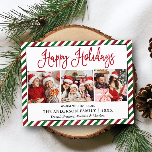 Fun Calligraphy Holiday Glitzer Streifen 3 Foto Postkarte