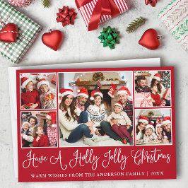 Fun Calligraphy Holly Jolly Christmas Red Feiertagskarte