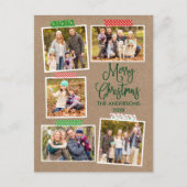 Fun Calligraphy Kraft Green Christmas Craft Tape Postkarte (Vorderseite)