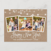 Fun Calligraphy Kraft Lights 3 Foto Neues Jahr Postkarte (Vorderseite)