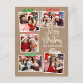 Fun Calligraphy Kraft Merry Christmas Craft Band Postkarte (Vorderseite)