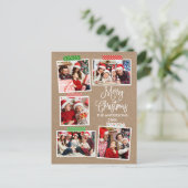 Fun Calligraphy Kraft Merry Christmas Craft Band Postkarte (Stehend Vorderseite)