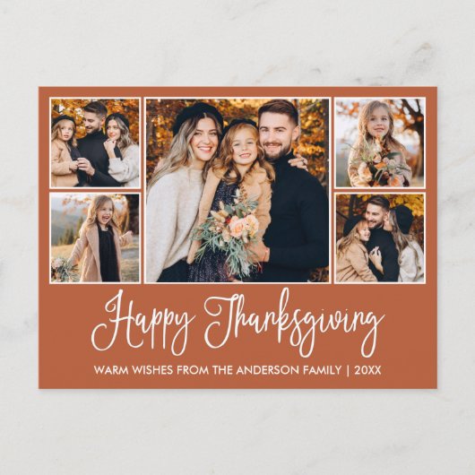 Fun Calligraphy Terracotta 5 Foto Erntedank Postkarte (Vorderseite)