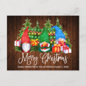 Fun Calligraphy Wood Frohe Weihnachtsgnomes Postkarte (Vorderseite)