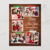 Fun Calligraphy Wood Happy New Year Craft Tape Postkarte (Vorderseite)