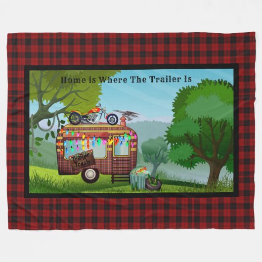 Fun Camper Trailer Mülleimer Begrüßungsmatte Zuhau Fleecedecke (Vorderseite (Horizontal))