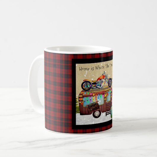 Fun Camper Trailer Trash Quotes Buffalo Kariert Kaffeetasse (Vorderseite Links)