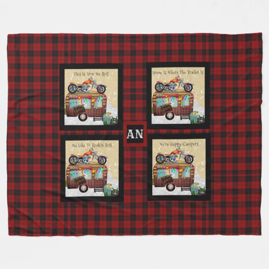 Fun Camping Camper Trailer Trash QUOTES Monogramm Fleecedecke (Vorderseite (Horizontal))