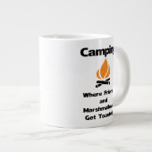 Fun Camping Sprichwort mit Marshmallows und Freund Jumbo-Tasse (Vorderseite Rechts)