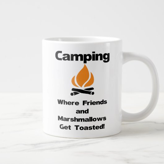Fun Camping Sprichwort mit Marshmallows und Freund Jumbo-Tasse (Rechts)