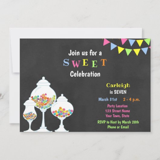 Fun Candy Birthday Einladung (Vorderseite)