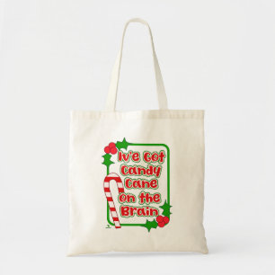 Fun Candy Cane auf Brain Slogan Weihnachten Tragetasche