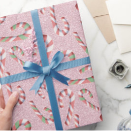 Fun Candy Cane Muster Pink Geschenkpapier