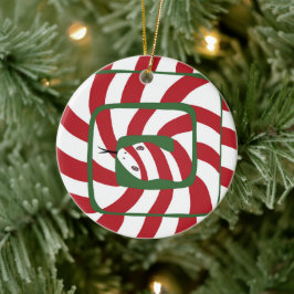 Fun Candy Cane Red Stripe Abstrakte Schlange Keramik Ornament
