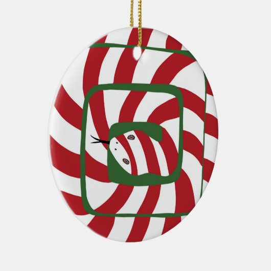 Fun Candy Cane Red Stripe Abstrakte Schlange Keramik Ornament (Rechts)
