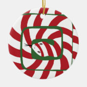 Fun Candy Cane Red Stripe Abstrakte Schlange Keramik Ornament (Vorne)