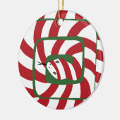 Fun Candy Cane Red Stripe Abstrakte Schlange Keramik Ornament (Links)