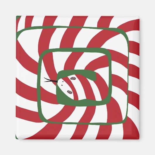 Fun Candy Cane Red Stripe Abstrakte Schlange Magnet (Vorne)
