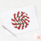 Fun Candy Cane Red Stripe Abstrakte Schlange Runder Aufkleber (Umschlag)