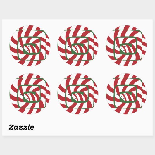 Fun Candy Cane Red Stripe Abstrakte Schlange Runder Aufkleber (Blatt)