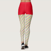 Fun Candy Cane Stripte Leggings mit rotem Oberteil (Rückseite)