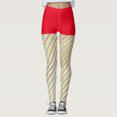 Fun Candy Cane Stripte Leggings mit rotem Oberteil (Vorderseite)