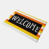 Fun Candy Corn Orange Black Halloween Willkommen Fußmatte (Schrägansicht)