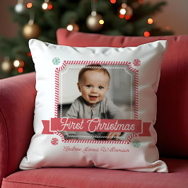 Fun Candy First Christmas Candy Cane Foto Frame Kissen