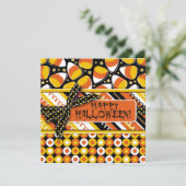 Fun Candy Mais Halloween Farben Einladung (Stehend Vorderseite)