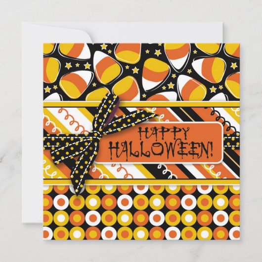 Fun Candy Mais Halloween Farben Einladung (Vorderseite)
