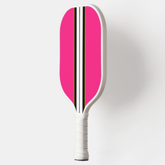 Fun Candy Pink Schwarz-weiße vertikale Streifen Pickleball Schläger (Links)