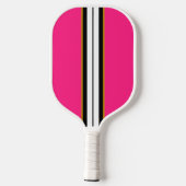 Fun Candy Pink Schwarz-weiße vertikale Streifen Pickleball Schläger (Rückseite)