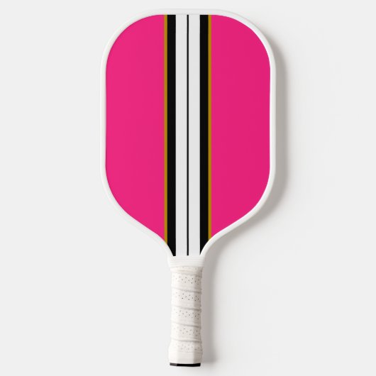 Fun Candy Pink Schwarz-weiße vertikale Streifen Pickleball Schläger (Rückseite)