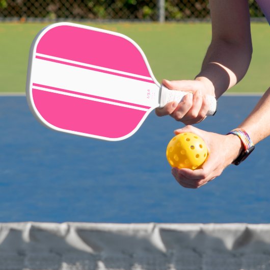 Fun Candy Pink Slim White Racing Streifen Pickleball Schläger (InSitu)