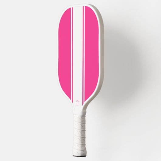 Fun Candy Pink Slim White Racing Streifen Pickleball Schläger (Links)