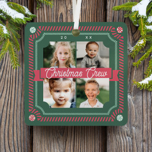 Fun Candy Weihnachten Crew Candy Cane 4 Foto Rahme Ornament Aus Metall