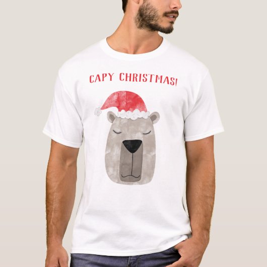 Fun Capybara Personalisierte Weihnachten T-Shirt (Vorderseite)