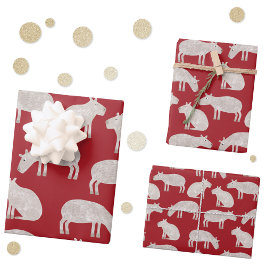 Fun Capybara Red Christmas Geschenkpapier Set