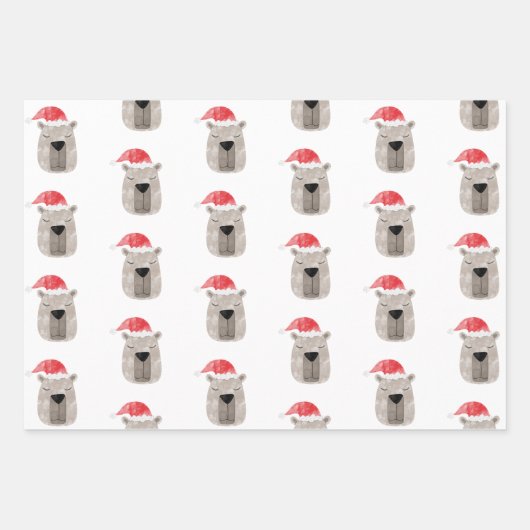 Fun Capybara Weihnachtsmannmütze Weihnachten Geschenkpapier Set (Vorderseite)
