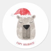 Fun Capybara Weihnachtsmannmütze Weihnachten Runder Aufkleber (Vorderseite)