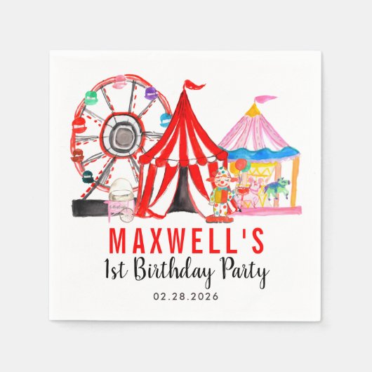 Fun Carnival Circus Festival Kindergeburtstag Serviette (Vorderseite)