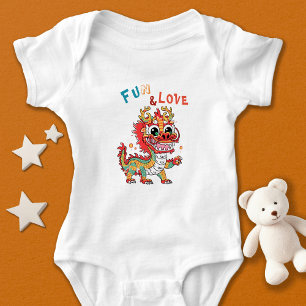 Fun Carton Dragon Chinesisches Neujahr Fu Kinder G Baby Strampler
