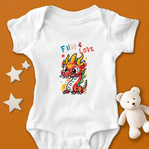 Fun Carton Dragon Chinesisches Neujahr Fu Kinder G Baby Strampler