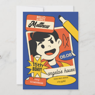 Fun Cartoon Birthday Invitation – Colorful Kids  Einladung