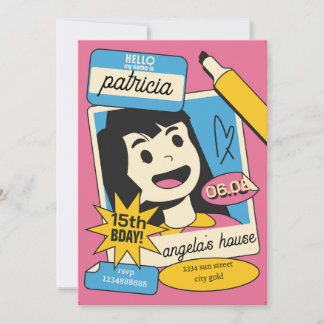 Fun Cartoon Birthday Invitation – Colorful Kids  Einladung