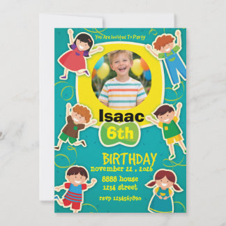 Fun Cartoon Birthday Invitation – Colorful Kids  Einladung