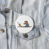 Fun Cartoon Boy and Dog Playing Fetch Button (Beispiel)