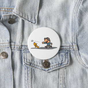 Fun Cartoon Boy and Dog Playing Fetch Button